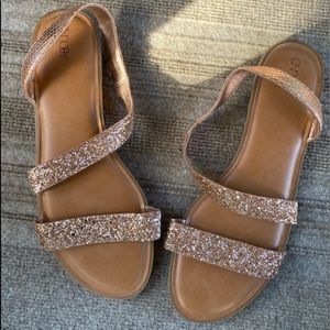 Pink/ rose gold  sparkly glitter sandals